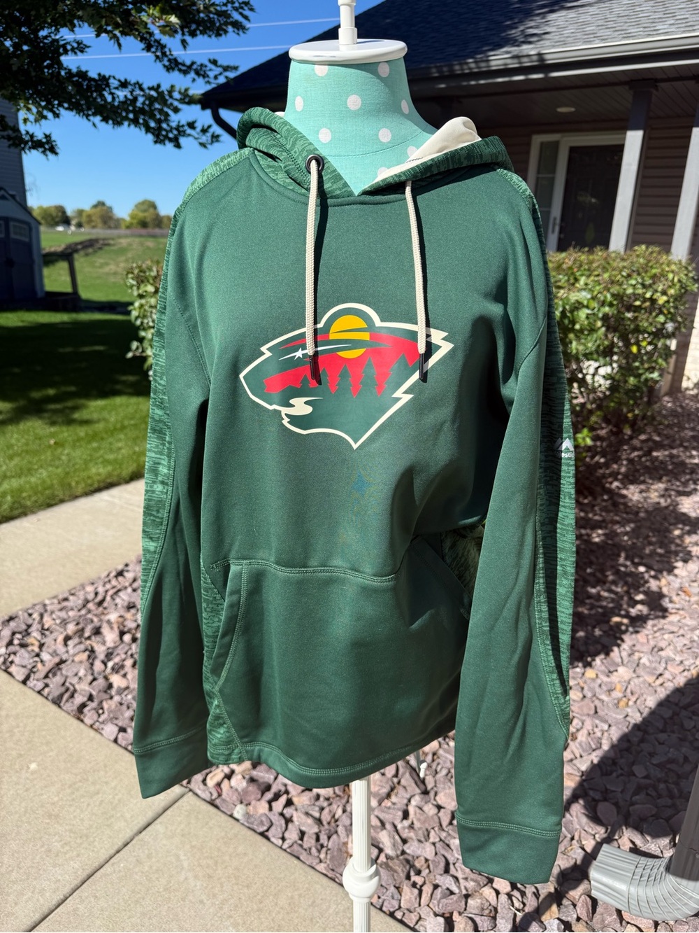 Majestic Minnesota Wild ThermaBase Green Pullover Hoodie Sweatshirt M NHL